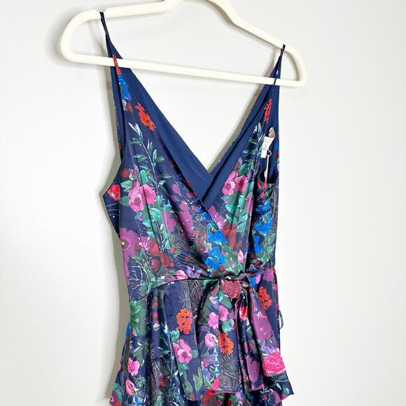 Hutch Hollis Wrap Maxi Dress Surplice Neck Sleeveless Floral Navy Multi Size S - Picture 5 of 10